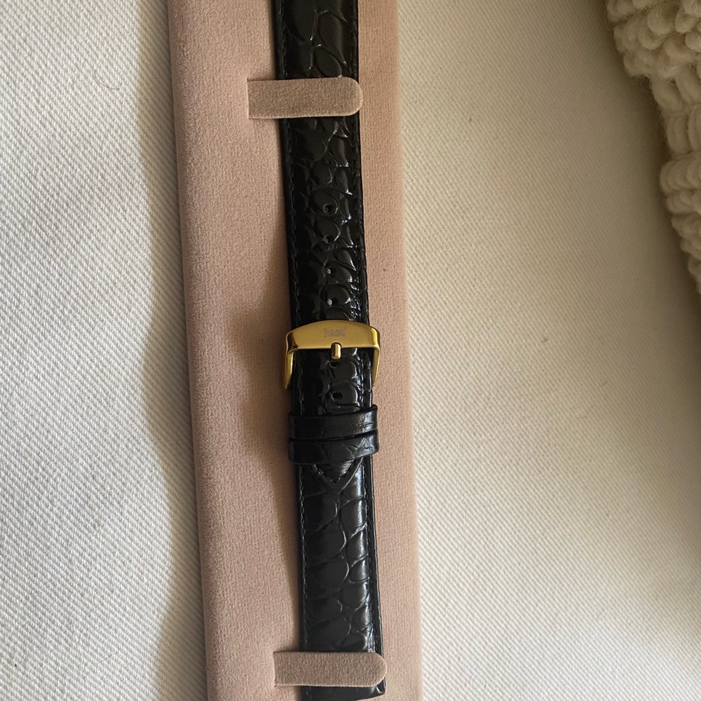 Piaget Black Leather Strap 20mmwith Gold plated buckle Accents